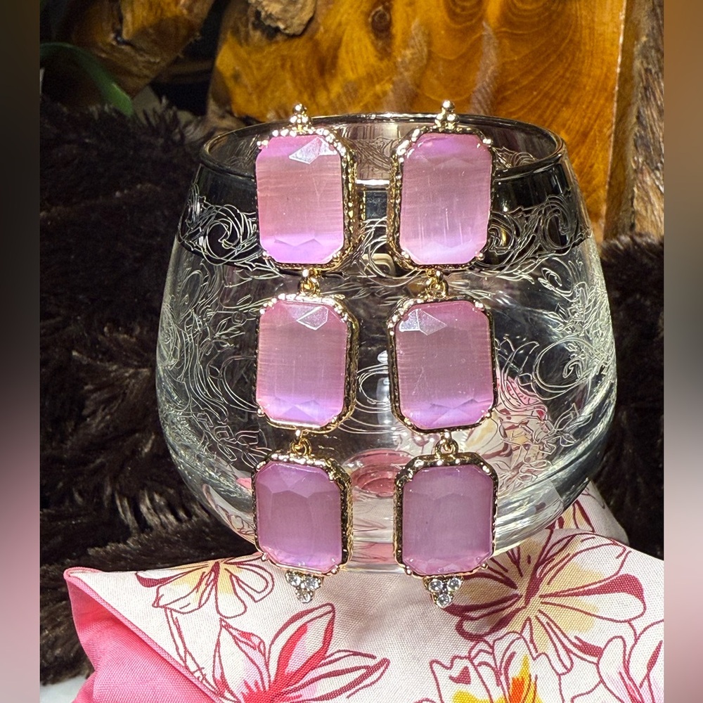 Elegant Pink Crystal and Gold Earrings